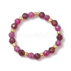 Bagues extensibles en perles de grenat naturel&nbsp;RJEW-JR00867-06