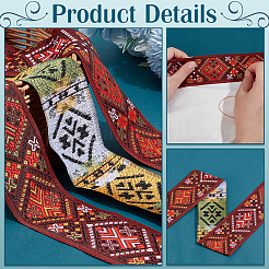 Ruban jacquard en polyester de style ethnique éléphant/croix/losange de 4.8~5 yard&nbsp;OCOR-PH0004-35A