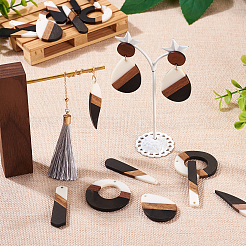 20 pièces 10 styles pendentifs en résine opaque et bois de noyer&nbsp;RESI-TA0001-65