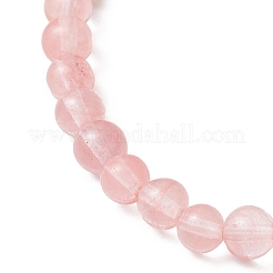 Bracelets extensibles en verre d'aventurine verte naturelle et de quartz cerise synthétique&nbsp;BJEW-JB11961