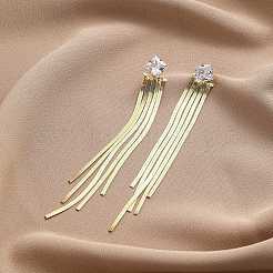 Ohrringe mit Zirkonia-Ketten und Quasten&nbsp;LS-EJEW-P236-08G