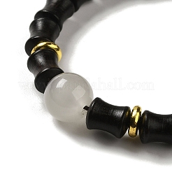 Braccialetto elastico con perline in legno e bambù&nbsp;BJEW-B080-13A