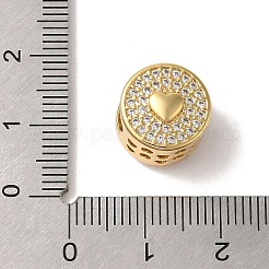 Herz Messing Mikro ebnen Zirkonia europäischen Perlen&nbsp;KK-G511-03G