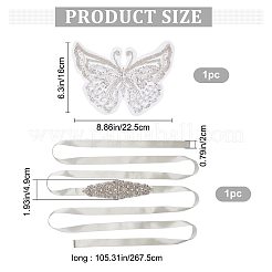 1 Stück 3D-Schmetterlings-Polyester-Computerstickerei-Applikationen für Hochzeitskleider&nbsp;DIY-GF0006-64
