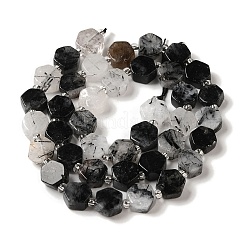 Naturale nero rutilato perle di quarzo fili&nbsp;G-P534-A04-02