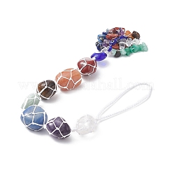 Decorazioni pendenti tascabili con pietre preziose naturali da 7 chakra&nbsp;HJEW-JM01049-02
