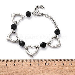 201 Edelstahl-Herzgliederkettenarmbänder&nbsp;BJEW-B078-177P-01