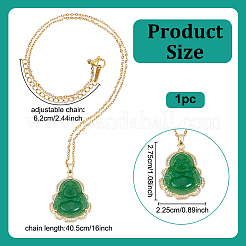 Collier pendentif Maitreya en cristal strass et verre vert 1 pièce&nbsp;NJEW-UN0001-61