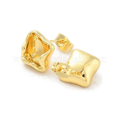 Orecchino a bottone in ottone placcato cremagliera&nbsp;EJEW-C078-01B-G