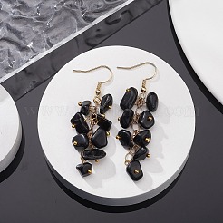 Orecchini pendenti con scaglie di ossidiana naturale&nbsp;EJEW-JE05266-04