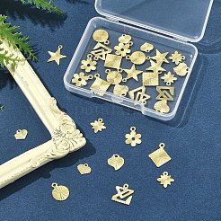 32 Stück 8 Stile Rack-Plating Messing Charms&nbsp;KK-FS0001-53