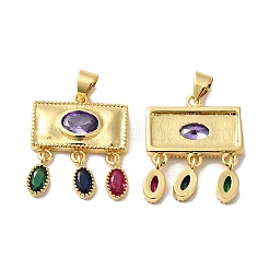 Placage en rack pendentifs en zircone cubique pavés de laiton&nbsp;KK-O142-45G
