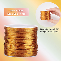 8 rollo de cordones de cola de rata de satén de nailon de 8 colores&nbsp;NWIR-PH0002-08B