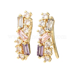 Orecchini a perno in ottone con pavé di zirconi cubici&nbsp;KK-CBAA351-23G-02