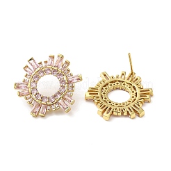 Pendientes de sol con circonitas cúbicas rosas&nbsp;EJEW-Z019-24A-G
