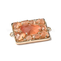 Ciondoli con connettore rettangolare in ottone con zirconi cubici trasparenti e occhio di gatto&nbsp;KK-I276-34G