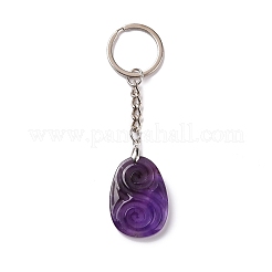 Natürlicher Amethyst Tropfen mit Spiralanhänger als Schlüsselanhänger&nbsp;KEYC-A031-02P-04