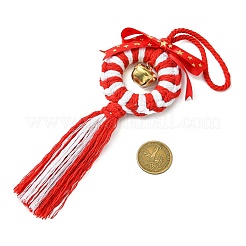 Pendentif couronne de Noël en coton macramé fait main&nbsp;HJEW-JM02654