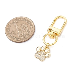 Pendentif décoratif en laiton avec empreinte de patte de chien et micro pavé de zircones cubiques&nbsp;HJEW-JM03954