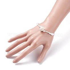 Bracciale in cordoncino con perline di roccia lavica naturale&nbsp;BJEW-JB07681-01