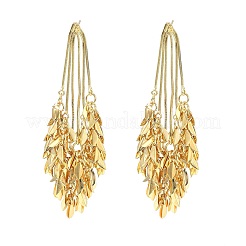 Boucles d'oreilles pendantes en alliage avec pampilles en forme de feuille pour femmes&nbsp;EJEW-G435-02G