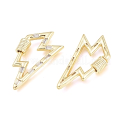 Messing Micro Pave klare Zirkonia Schraube Karabiner Schloss Charms&nbsp;ZIRC-L076-061G