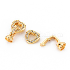 Messing Micro Pave klare Zirkonia Falte über Verschlüsse&nbsp;KK-S354-306-NF