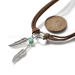 Collier ras du cou en alliage de style bohème avec pendentif en turquoise synthétique pour femme&nbsp;NJEW-G158-01B