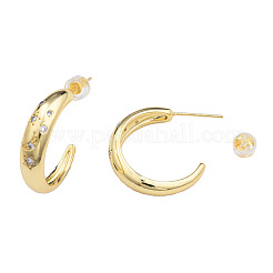 Boucles d'oreilles demi-créoles étoile et lune en zircon cubique&nbsp;EJEW-N011-70