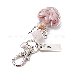 Pendentif décoratif en forme de bouteille de souhaits d'ange avec éclat d'aigue-marine et de rhodonite naturelle&nbsp;HJEW-JM02411