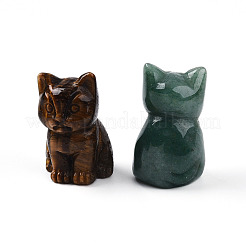 Aus natürlichem Edelstein geschnitzte Katzenstatuen-Ornament&nbsp;G-P525-11