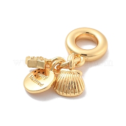 Messing klare Zirkonia Stern & Muschelform & flache runde europäische Anhänger&nbsp;KK-M305-20G