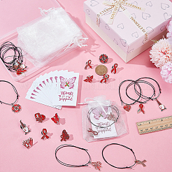 Mental Health Awarenessnes Thema Legierung Emaille Band/Herz/Schmetterling Charme geflochtene Perlen Armbänder Kits&nbsp;SJEW-WR00002