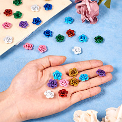 32 Stück 8 Farben 3D Rose Blume Backfarbe Aluminiumperlen&nbsp;FIND-TA0006-14
