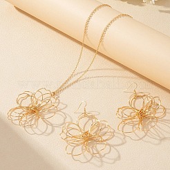 Collane pendenti in lega con fiori cavi e set di orecchini pendenti&nbsp;FS-WG212DE-01