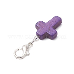 6 pieza de colgante de cruz de turquesa sintética decorativa&nbsp;HJEW-JM02499