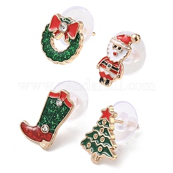 Ohrstecker aus Emaille-Legierung mit Weihnachtsmotiv&nbsp;LS-EJEW-B068-02KCGG-03
