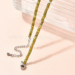 Facettierte Rondell-Halsketten aus natürlichem Peridot für Damen&nbsp;NJEW-M048-03