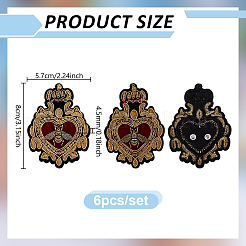 6 Stück Herz mit Bienen-Pailletten-Patches aus Polyester&nbsp;PATC-GA0001-92