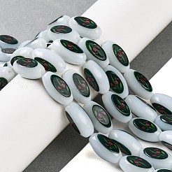 Stampa di perle ovali di vetro per la realizzazione di collane e bracciali&nbsp;GLAA-B020-01A-05