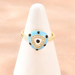Anillos abiertos de latón con micropavé de circonitas cúbicas para mujer&nbsp;RJEW-K264-16G