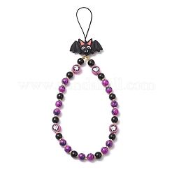 Catene per cellulare con perline di vetro rotonde di Halloween&nbsp;HJEW-MZ00279