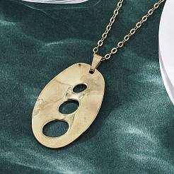 Colliers pendentifs ovales texturés creux en acier inoxydable 304&nbsp;NJEW-M096-24G