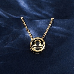 Collar con cadena tipo cable con colgante de constelación de piedra de nacimiento de circonita cúbica pavé de latón&nbsp;LS-NJEW-D334-01G-10