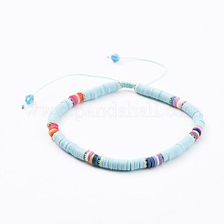 Verstellbare handgefertigte geflochtene Perlenarmbänder aus Fimo&nbsp;BJEW-JB04640-M