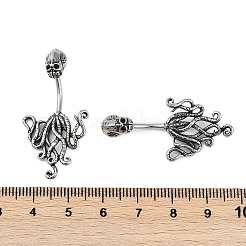 Oktopus Bauchnabelringe aus chirurgischem Edelstahl 316&nbsp;EJEW-G416-07AS