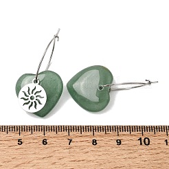 Ohrringe aus natürlichem grünem Aventurin und Edelstahl 304 für Damen&nbsp;EJEW-G475-01P-06