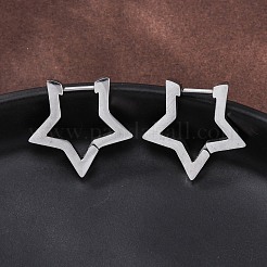 Pendientes de aro con forma de estrella de acero inoxidable 304 que no se deslustran&nbsp;X-STAS-H156-05P