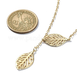 Colliers lariat à pendentif feuille en laiton&nbsp;NJEW-TA00134