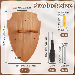 Espositore porta spada da parete in legno a forma di scudo&nbsp;ODIS-WH0038-188